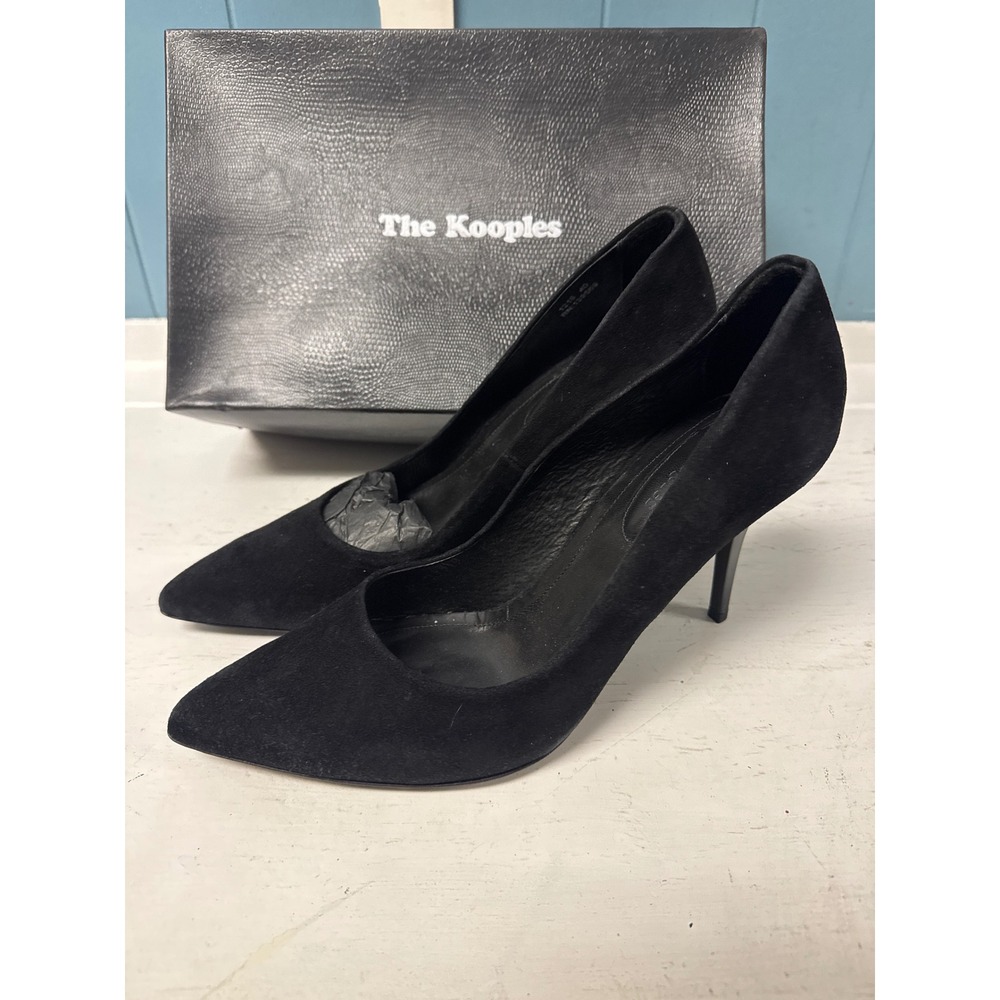 The Kooples Women's Black Suede Pointed Toe Stiletto Heel Pumps‎ Shoes